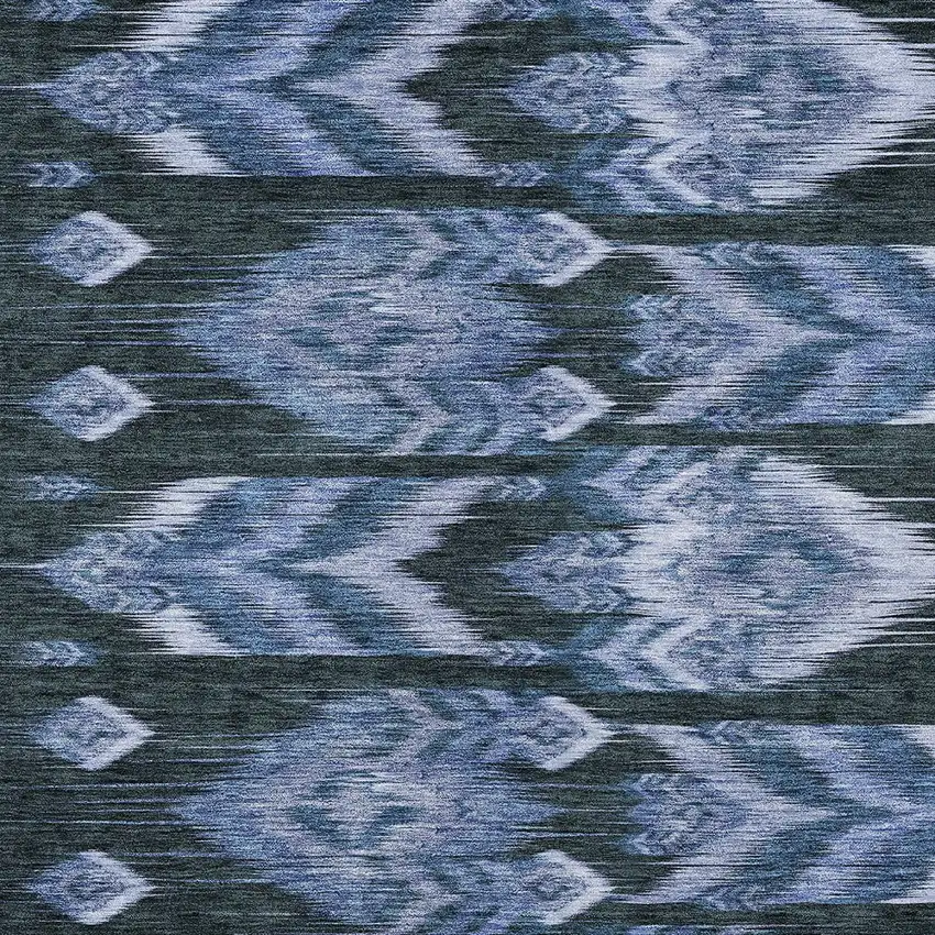 Denim Blue And Sky Blue Southwestern Washable Indoor Outdoor Area Rug Photo 6