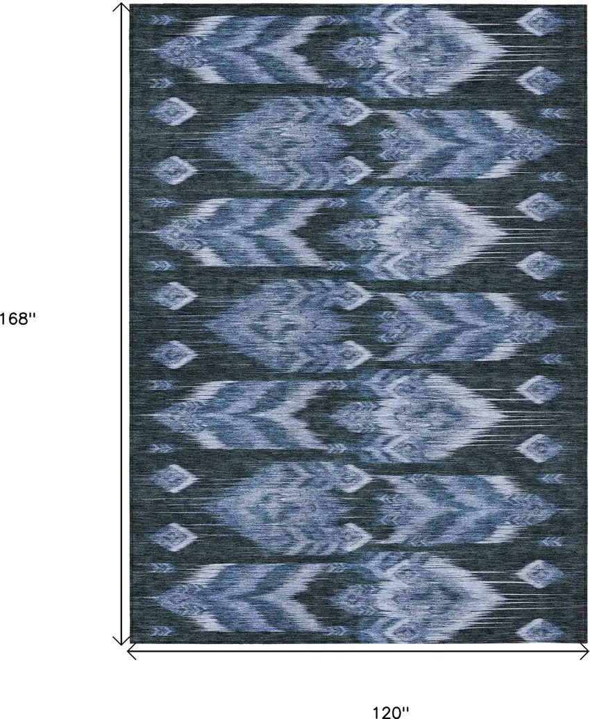 Denim Blue And Sky Blue Southwestern Washable Indoor Outdoor Area Rug Photo 3