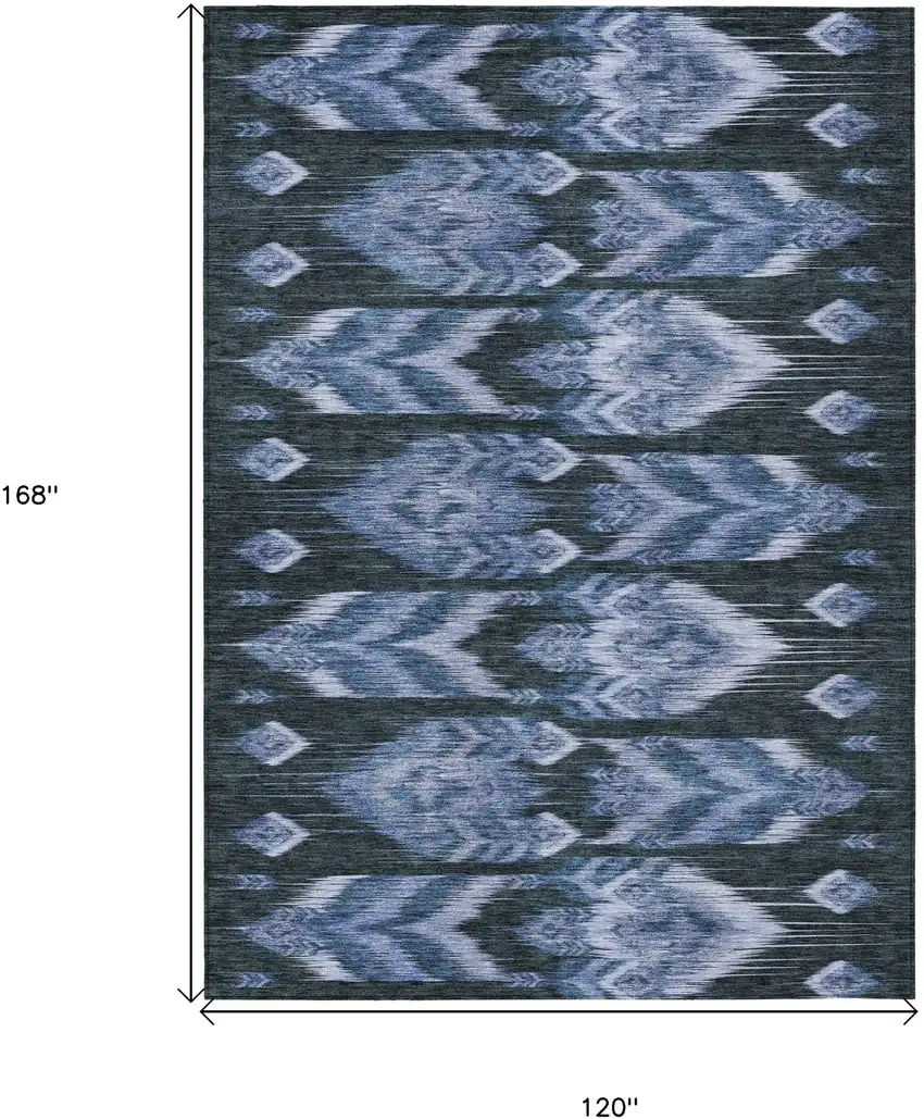 Denim Blue And Sky Blue Southwestern Washable Indoor Outdoor Area Rug Photo 3