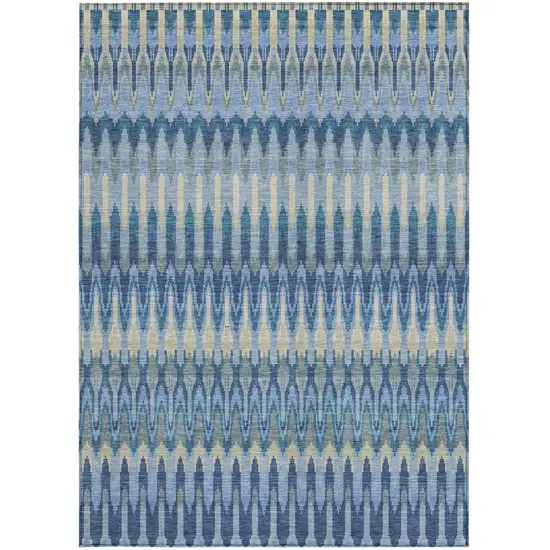 Denim Blue And Sky Blue Southwestern Washable Indoor Outdoor Area Rug Photo 8