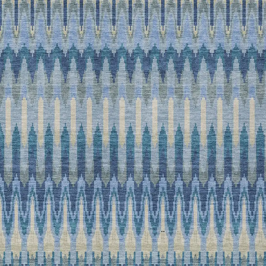 Denim Blue And Sky Blue Southwestern Washable Indoor Outdoor Area Rug Photo 7