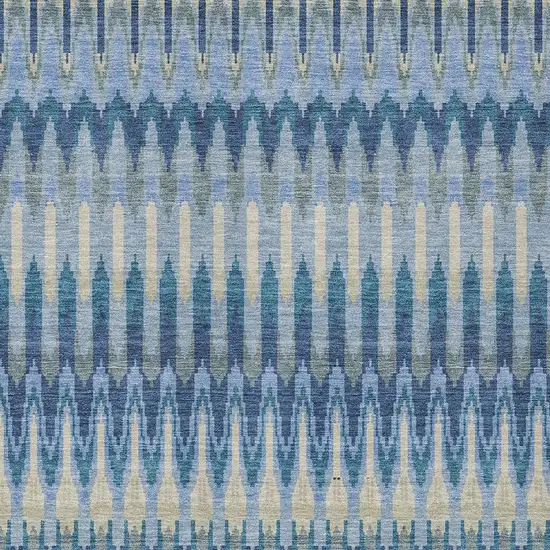 Denim Blue And Sky Blue Southwestern Washable Indoor Outdoor Area Rug Photo 7