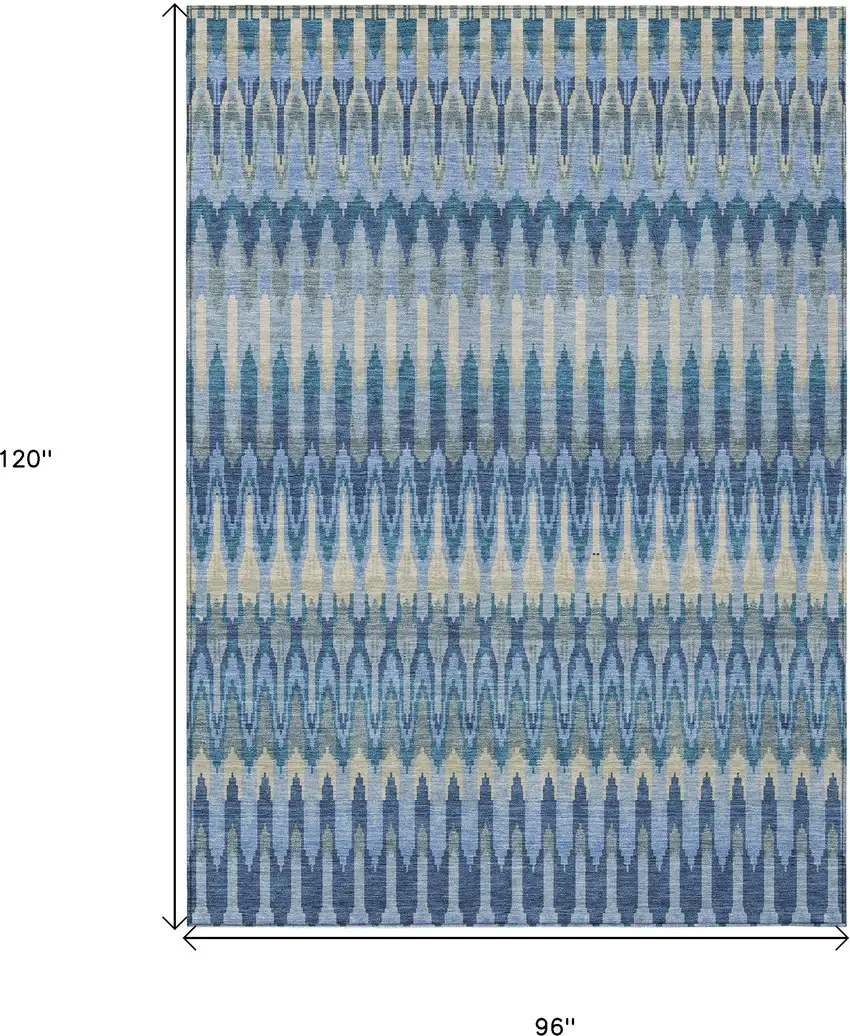 Denim Blue And Sky Blue Southwestern Washable Indoor Outdoor Area Rug Photo 3