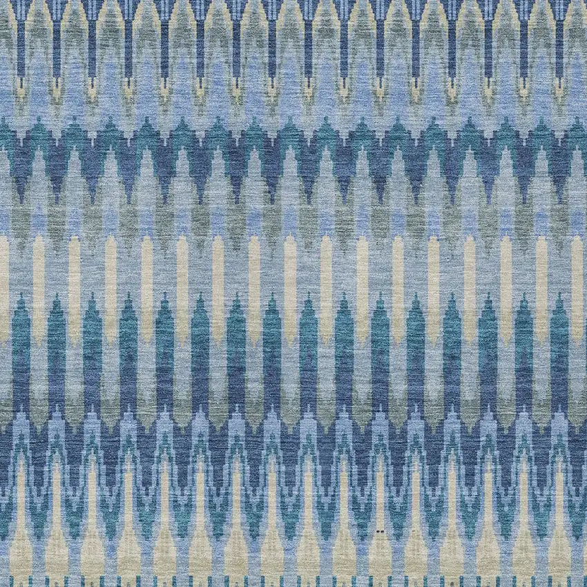 Denim Blue And Sky Blue Southwestern Washable Indoor Outdoor Area Rug Photo 7