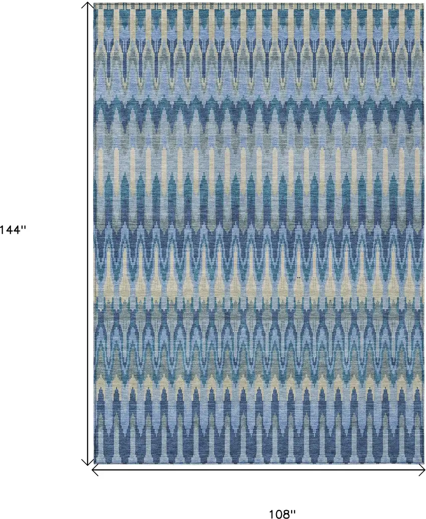 Denim Blue And Sky Blue Southwestern Washable Indoor Outdoor Area Rug Photo 3