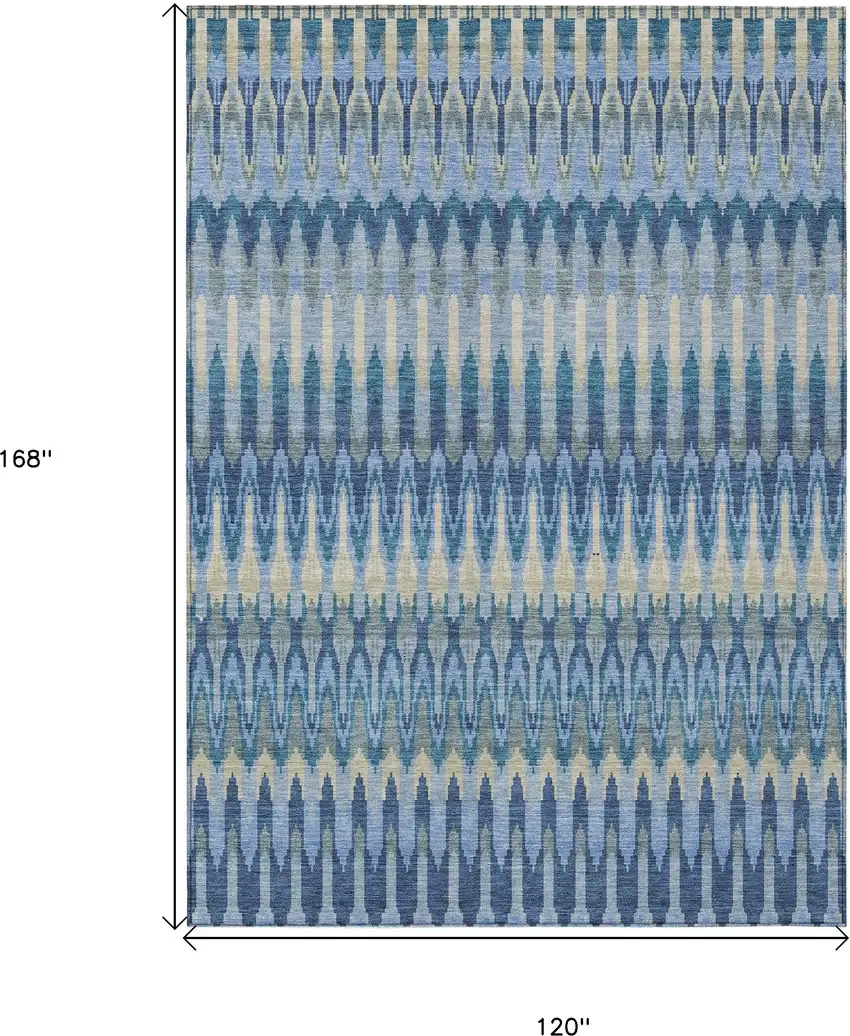 Denim Blue And Sky Blue Southwestern Washable Indoor Outdoor Area Rug Photo 3