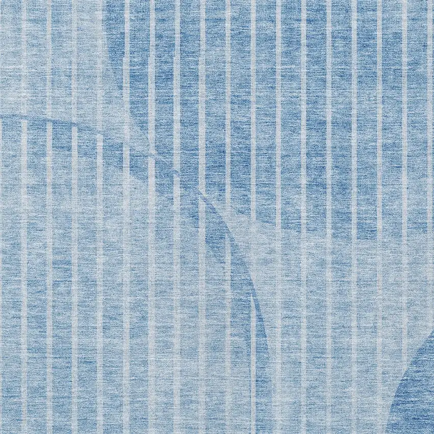 Denim Blue And Sky Blue Striped Washable Indoor Outdoor Area Rug Photo 4
