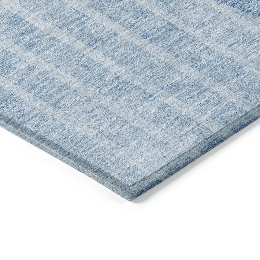 Denim Blue And Sky Blue Striped Washable Indoor Outdoor Area Rug Photo 4