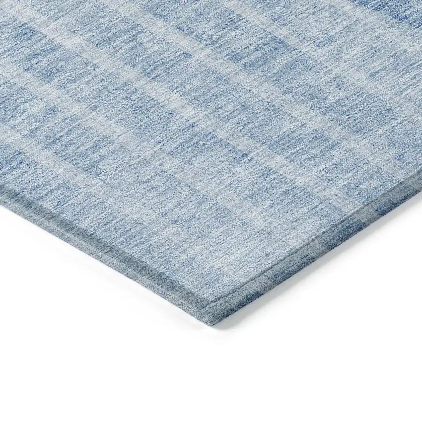 Denim Blue And Sky Blue Striped Washable Indoor Outdoor Area Rug Photo 4