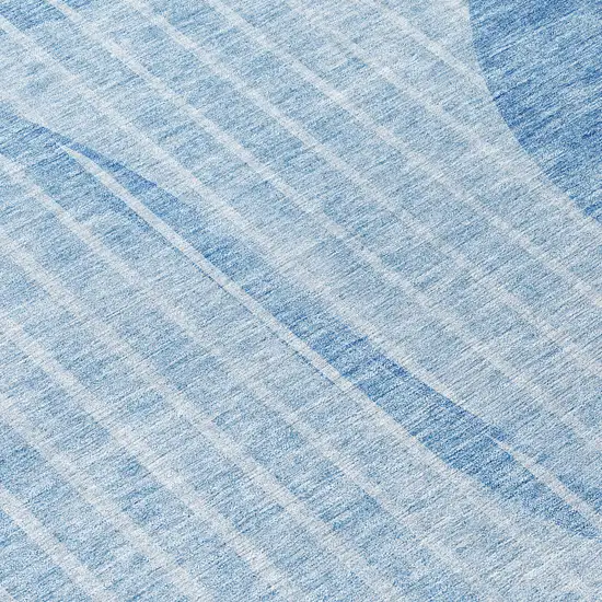Denim Blue And Sky Blue Striped Washable Indoor Outdoor Area Rug Photo 8