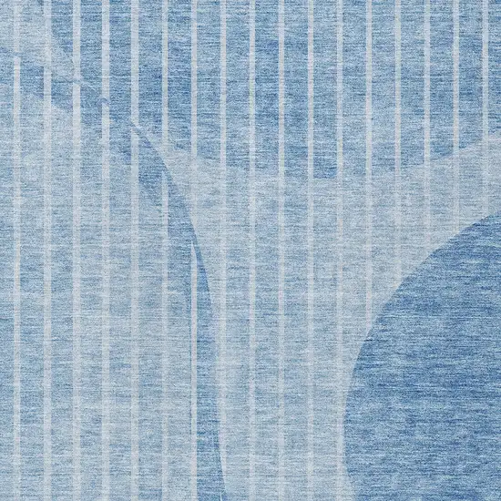Denim Blue And Sky Blue Striped Washable Indoor Outdoor Area Rug Photo 5