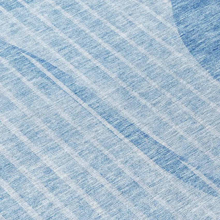 Denim Blue And Sky Blue Striped Washable Indoor Outdoor Area Rug Photo 8