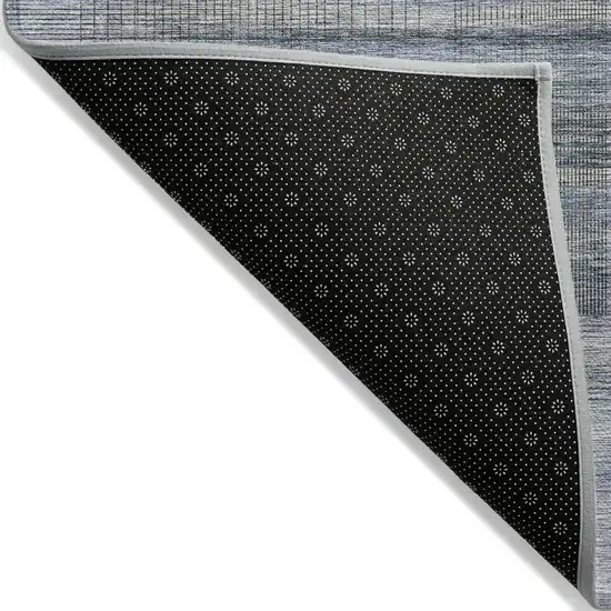 Denim Blue And Sky Blue Striped Washable Indoor Outdoor Area Rug Photo 4