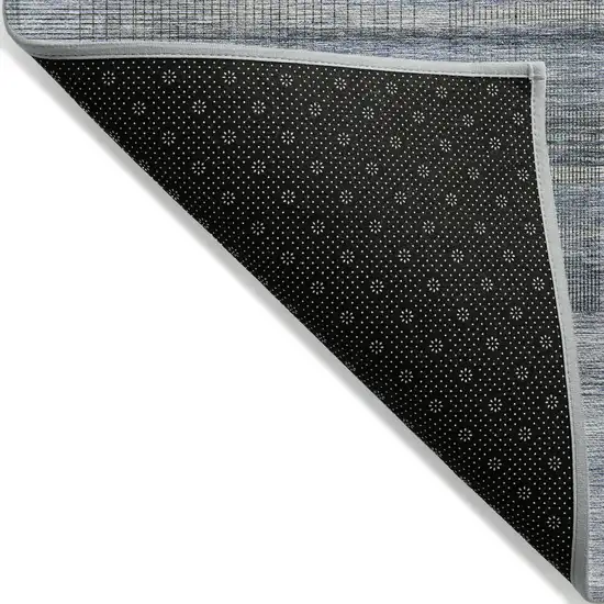 Denim Blue And Sky Blue Striped Washable Indoor Outdoor Area Rug Photo 4
