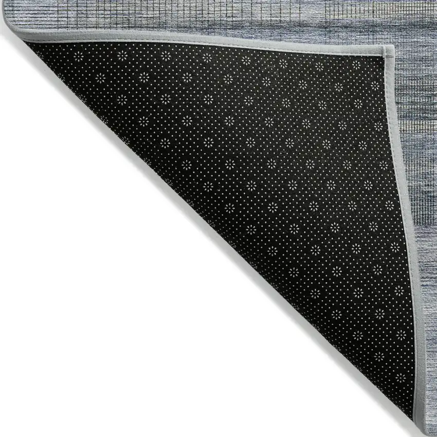 Denim Blue And Sky Blue Striped Washable Indoor Outdoor Area Rug Photo 4