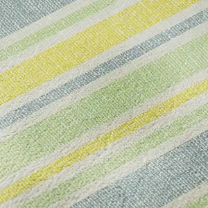 Photo of Denim Blue And Yellow Striped Washable Area Rug With UV Protection
