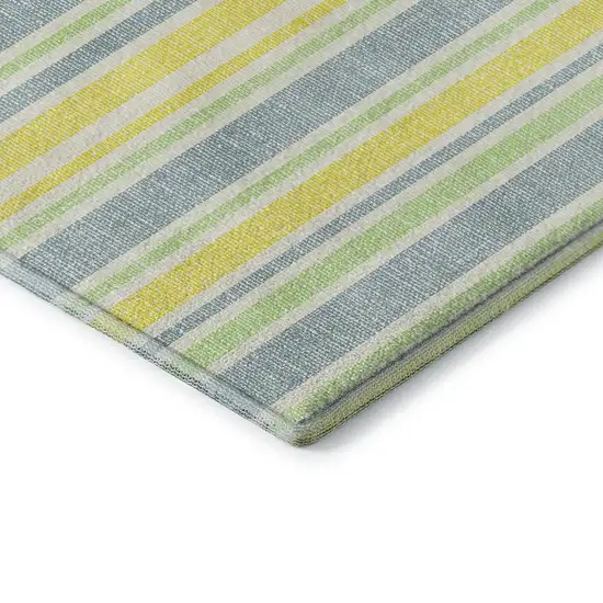 Denim Blue And Yellow Striped Washable Area Rug With UV Protection Photo 7