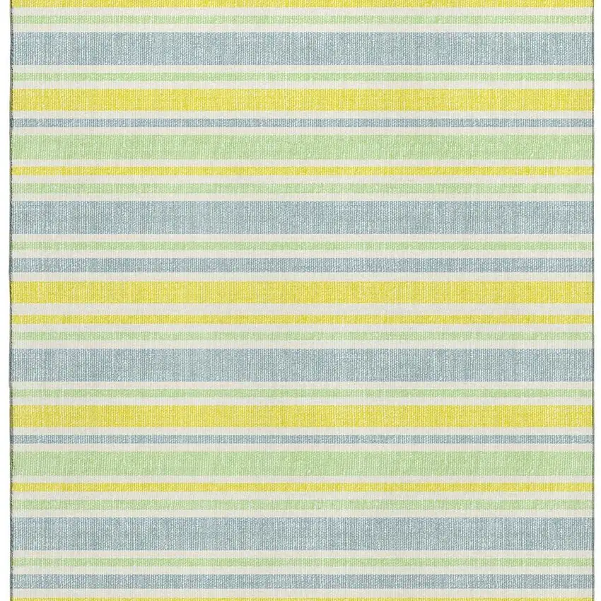 Denim Blue And Yellow Striped Washable Area Rug With UV Protection Photo 4