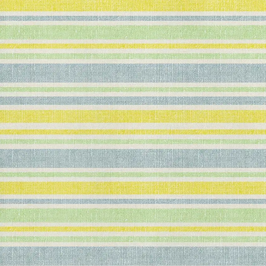 Denim Blue And Yellow Striped Washable Area Rug With UV Protection Photo 3
