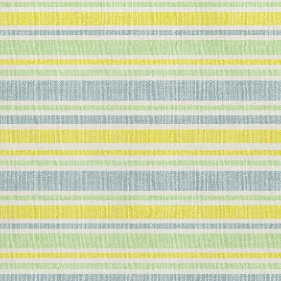 Denim Blue And Yellow Striped Washable Area Rug With UV Protection Photo 3