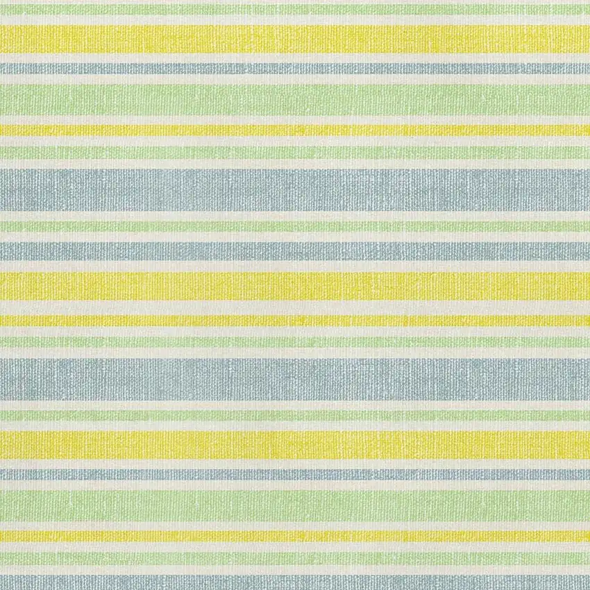 Denim Blue And Yellow Striped Washable Area Rug With UV Protection Photo 3