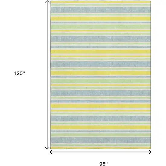 Denim Blue And Yellow Striped Washable Area Rug With UV Protection Photo 3