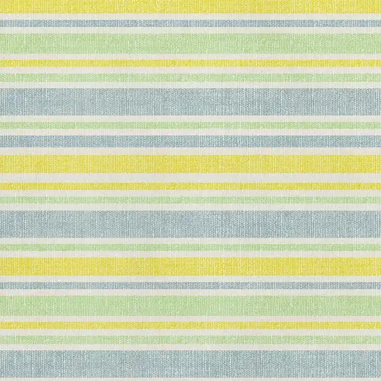 Denim Blue And Yellow Striped Washable Area Rug With UV Protection Photo 3