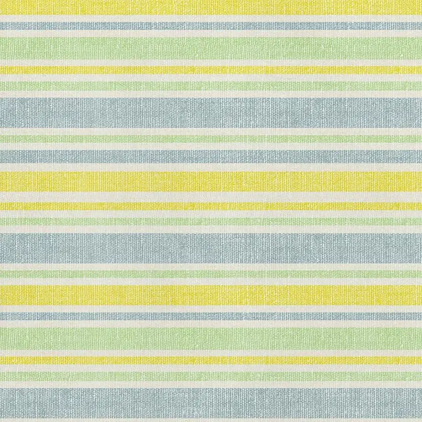 Denim Blue And Yellow Striped Washable Area Rug With UV Protection Photo 3