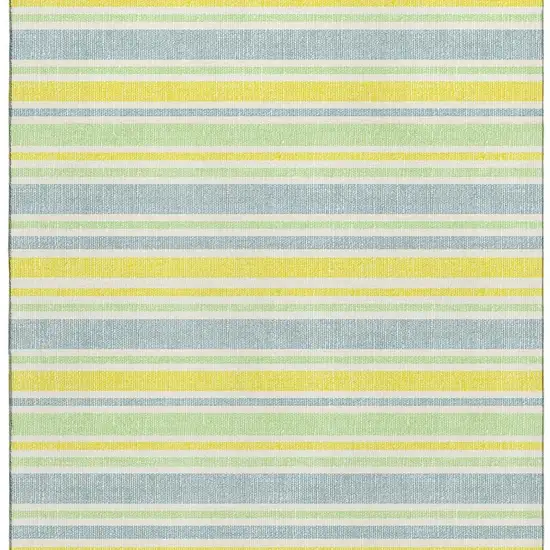 Denim Blue And Yellow Striped Washable Area Rug With UV Protection Photo 4