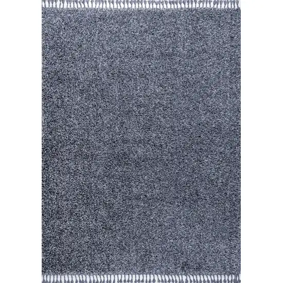 Denim Blue Area Rug With Fringe Photo 8