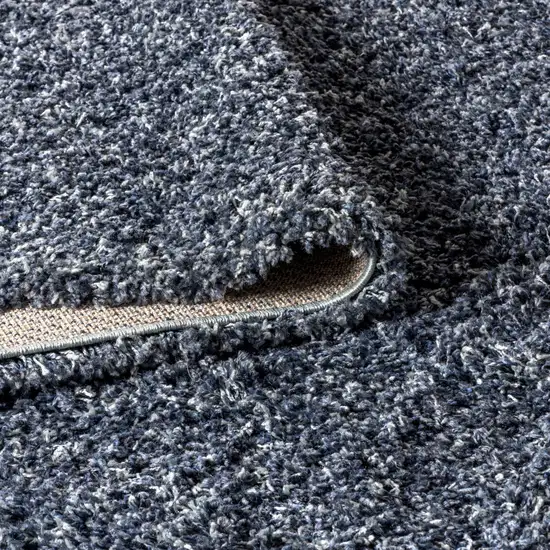 Denim Blue Area Rug With Fringe Photo 6