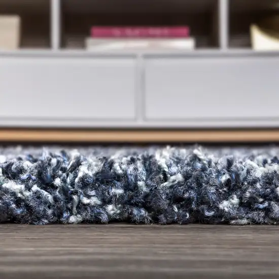 Denim Blue Area Rug With Fringe Photo 8