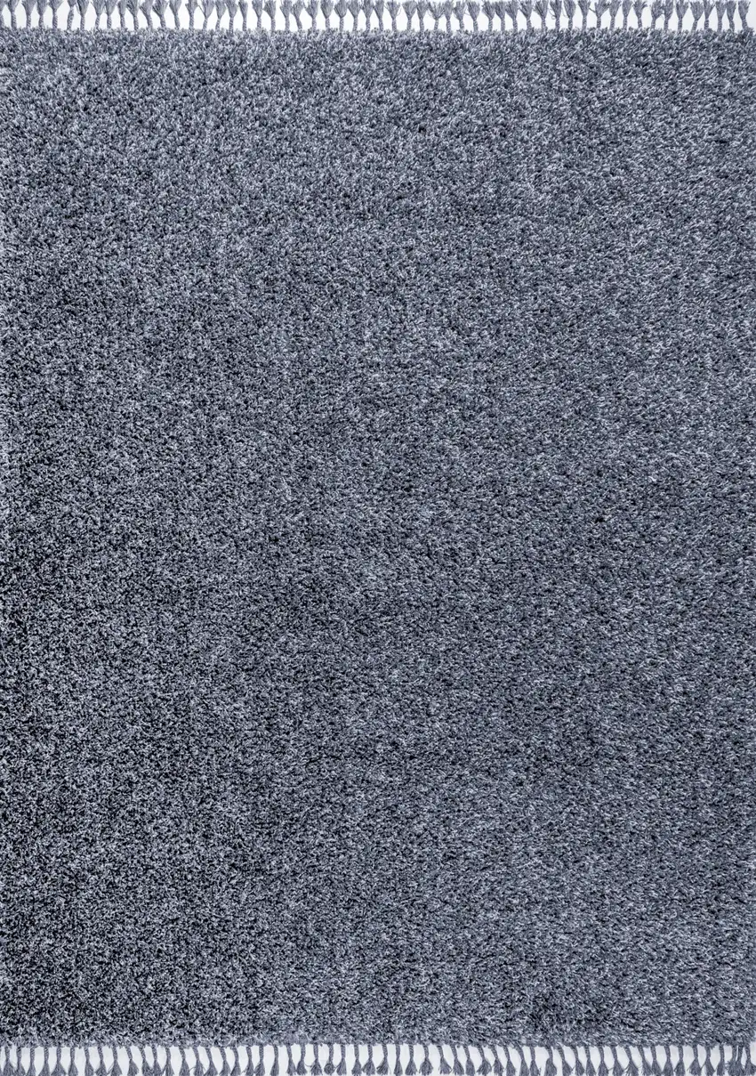 Denim Blue Area Rug With Fringe Photo 8