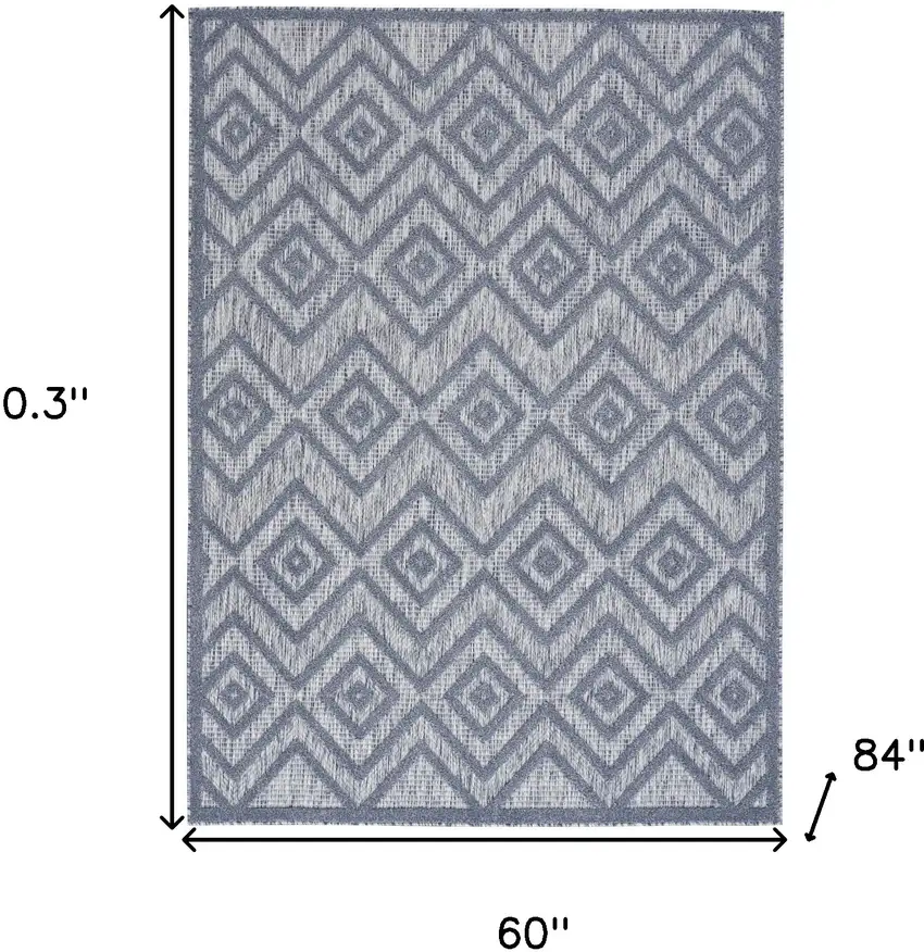 Denim Blue Argyle Indoor Outdoor Area Rug Photo 5