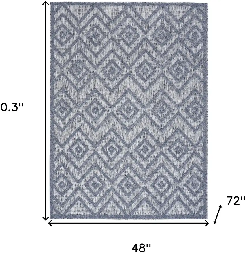 Denim Blue Argyle Indoor Outdoor Area Rug Photo 5