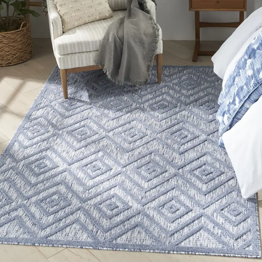 Denim Blue Indoor Outdoor Area Rug Photo 5