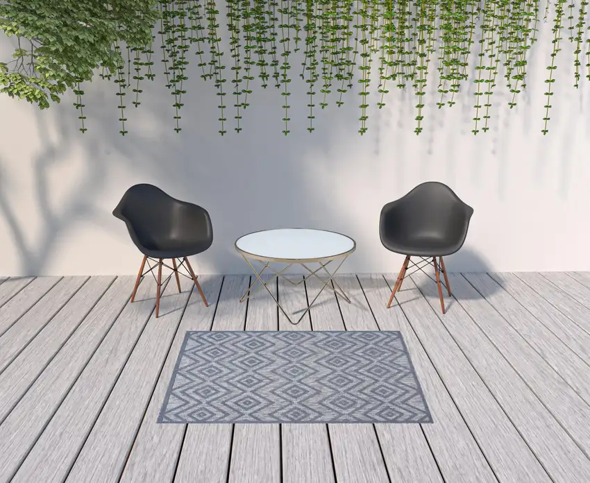 Denim Blue Argyle Indoor Outdoor Area Rug Photo 2