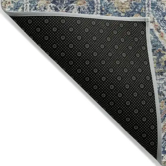 Denim Blue Beige And Brown Floral Washable Indoor Outdoor Area Rug Photo 4