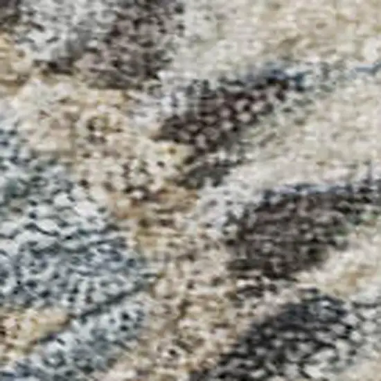 Denim Blue Beige And Copper Floral Washable Area Rug With UV Protection Photo 2