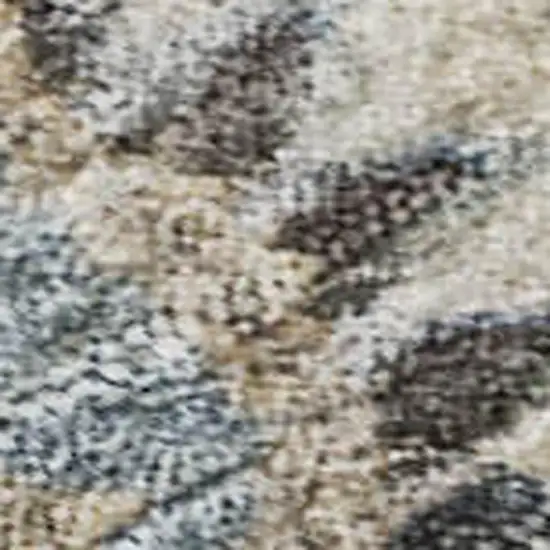 Denim Blue Beige And Copper Floral Washable Area Rug With UV Protection Photo 2