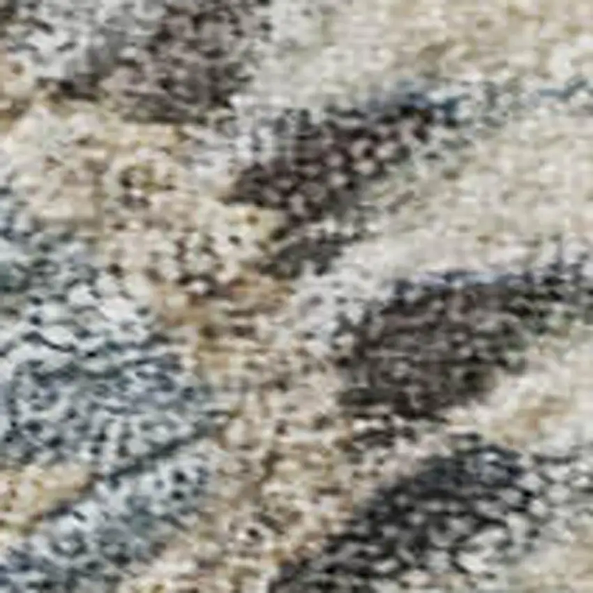 Denim Blue Beige And Copper Floral Washable Area Rug With UV Protection Photo 2