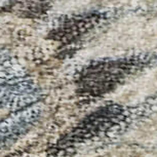 Denim Blue Beige And Copper Floral Washable Area Rug With UV Protection Photo 2