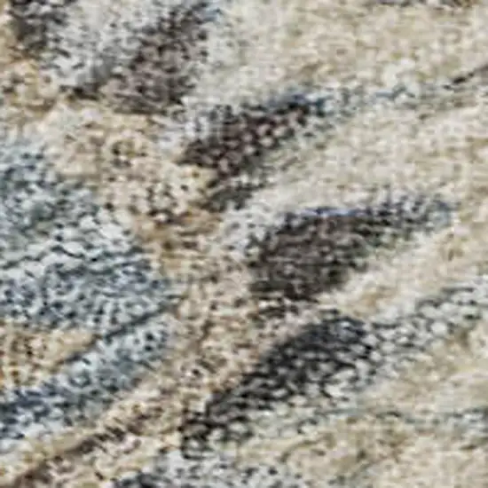 Denim Blue Beige And Copper Floral Washable Area Rug With UV Protection Photo 3