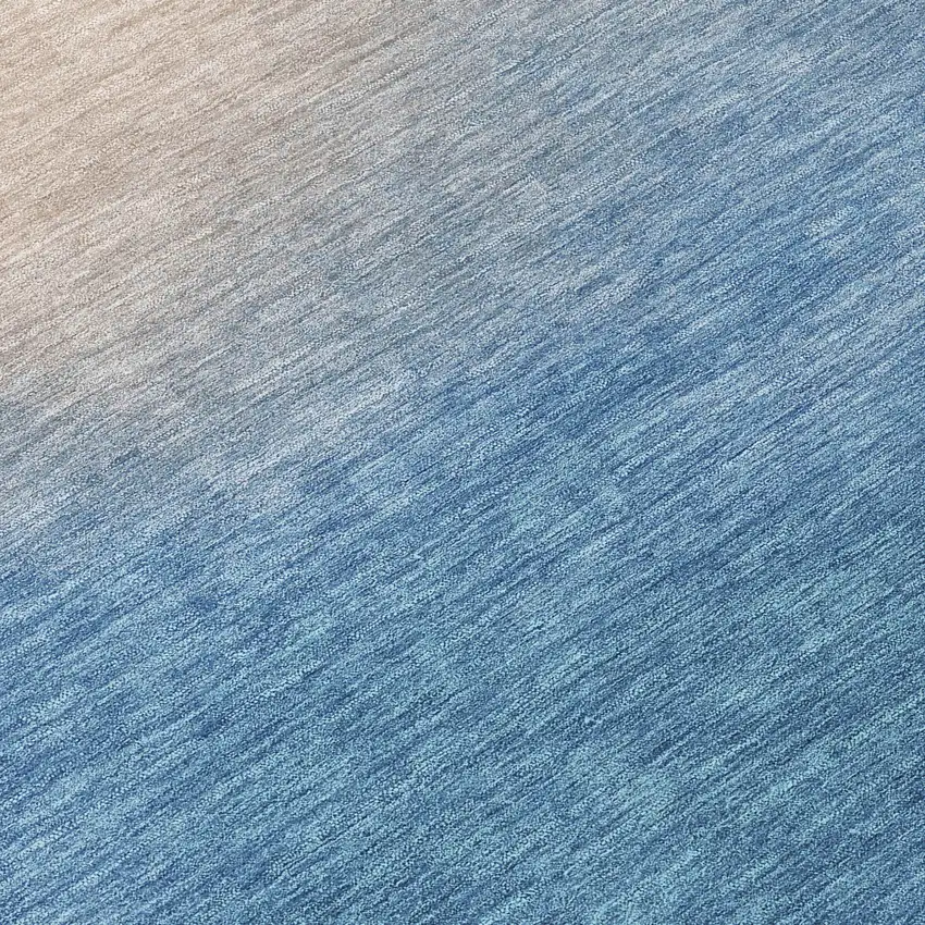 Denim Blue Beige And Cream Abstract Washable Indoor Outdoor Area Rug Photo 1