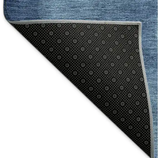 Denim Blue Beige And Cream Abstract Washable Indoor Outdoor Area Rug Photo 9