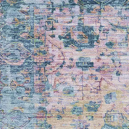 Denim Blue Beige And Wheat Oriental Washable Area Rug With UV Protection Photo 2