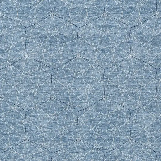 Denim Blue Black And Ivory Geometric Washable Indoor Outdoor Area Rug Photo 5
