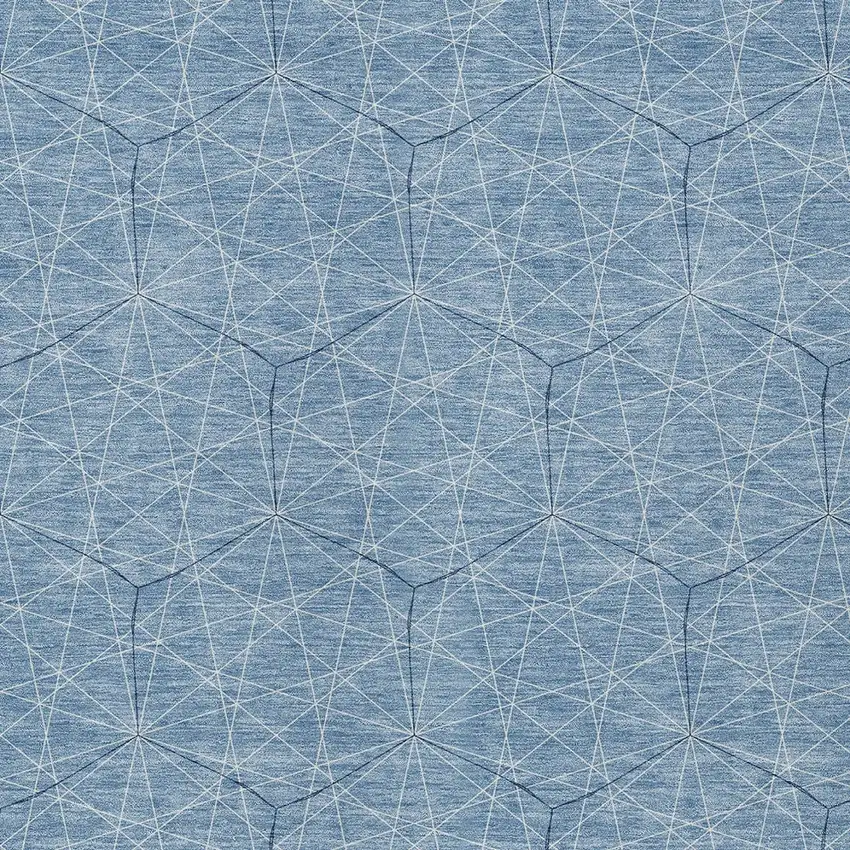 Denim Blue Black And Ivory Geometric Washable Indoor Outdoor Area Rug Photo 5