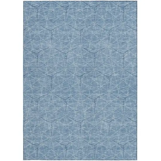 Denim Blue Black And Ivory Geometric Washable Indoor Outdoor Area Rug Photo 6