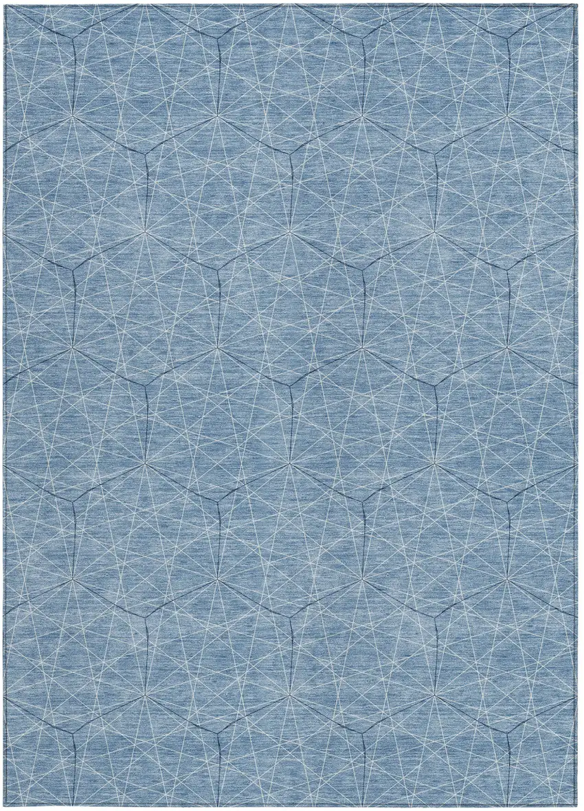 Denim Blue Black And Ivory Geometric Washable Indoor Outdoor Area Rug Photo 6